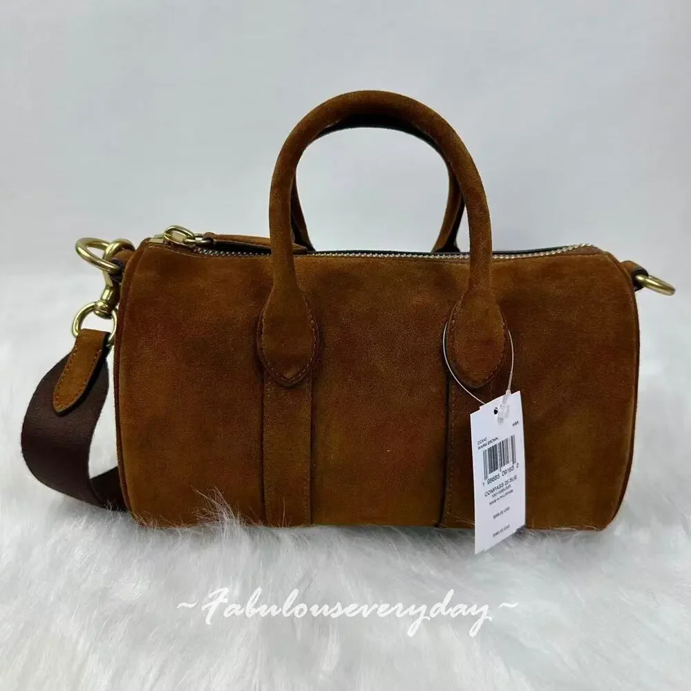 Coach Compass Bag 25 Crossbody/Shoulder In Suede/Gold/Warm Brown CCX40 NWT